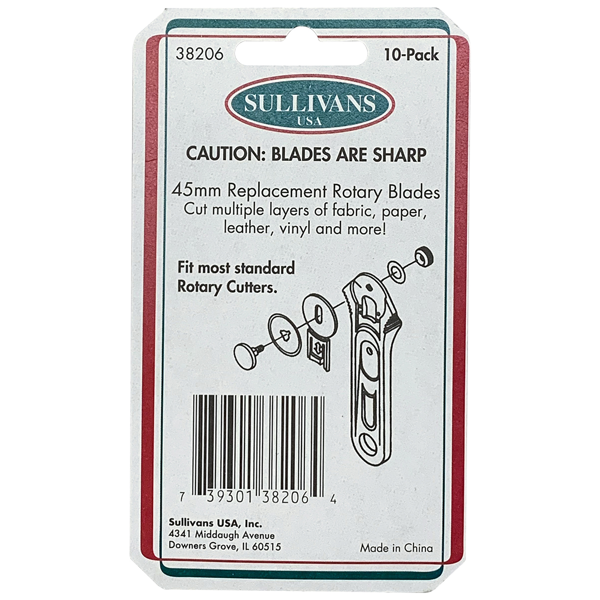 Sullivan's Quilter's Choice Rotary Cutter Blades 10-pkg-45mm